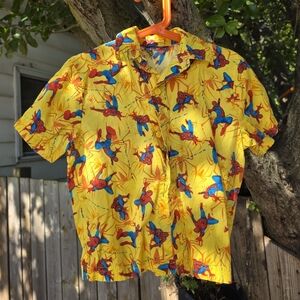 Vintage Spiderman Yellow and Red Kids Button Down Shirt